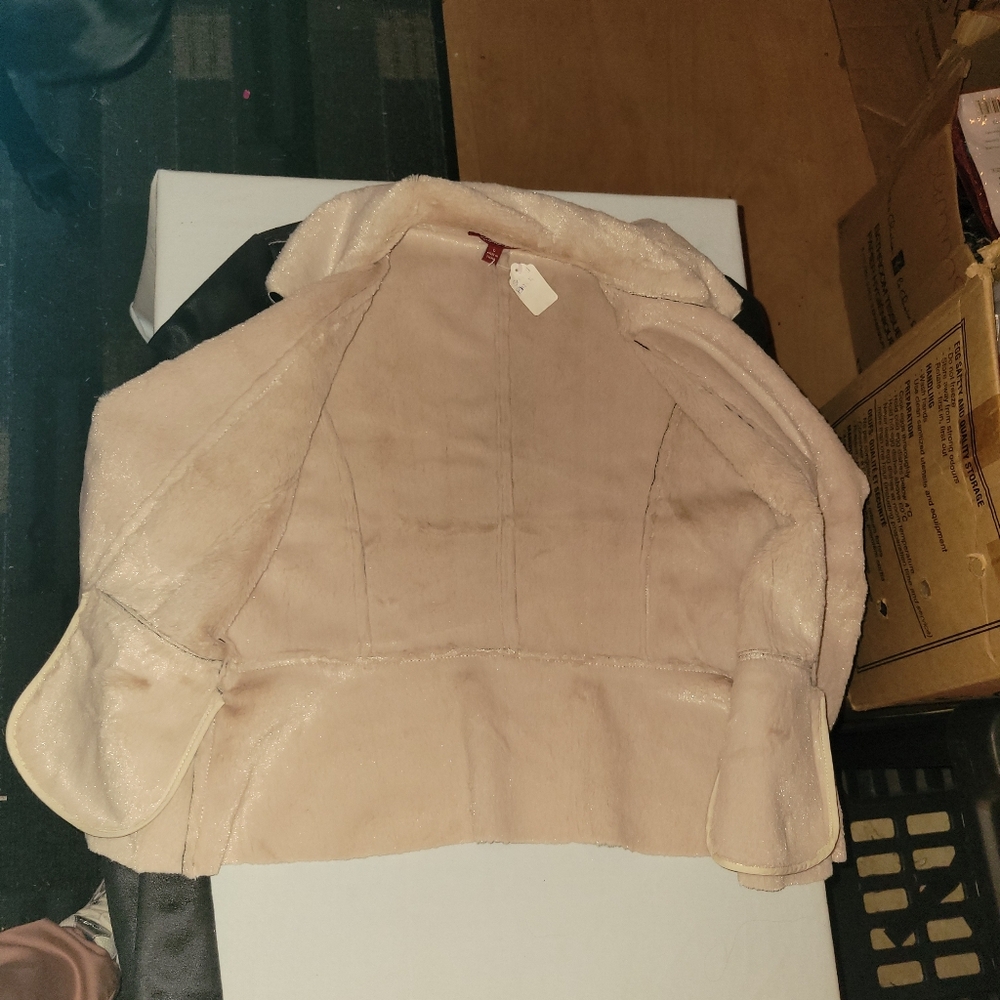 Women's Black and Cream Jacket With 2 Pockets Size Small Med - Picture 5 of 11